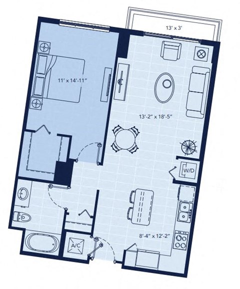 a floor plan of a small apartment at Regatta at New River, Fort Lauderdale, 33301